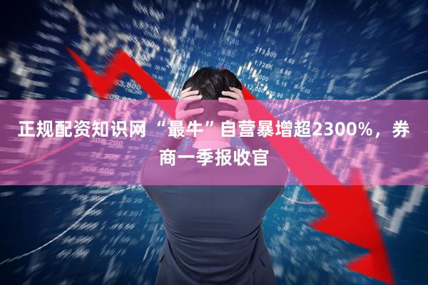 正规配资知识网 “最牛”自营暴增超2300%，券商一季报收官