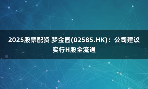 2025股票配资 梦金园(02585.HK)：公司建议实行H股全流通