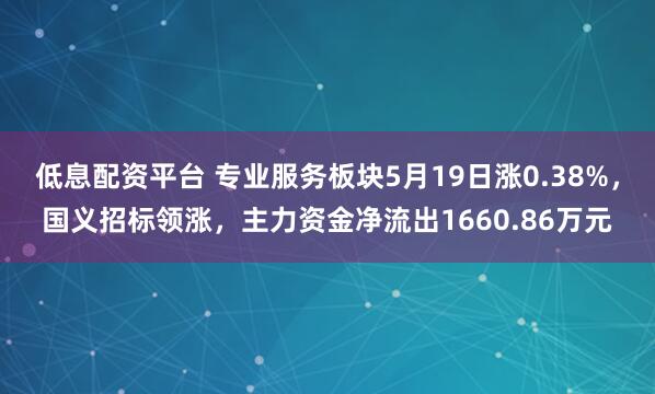 低息配资平台 专业服务板块5月19日涨0.38%，国义招标领涨，主力资金净流出1660.86万元