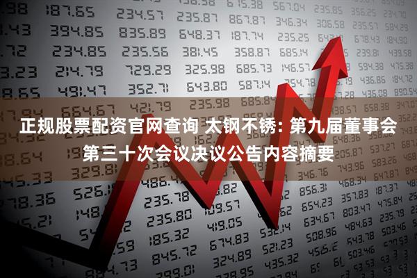 正规股票配资官网查询 太钢不锈: 第九届董事会第三十次会议决议公告内容摘要