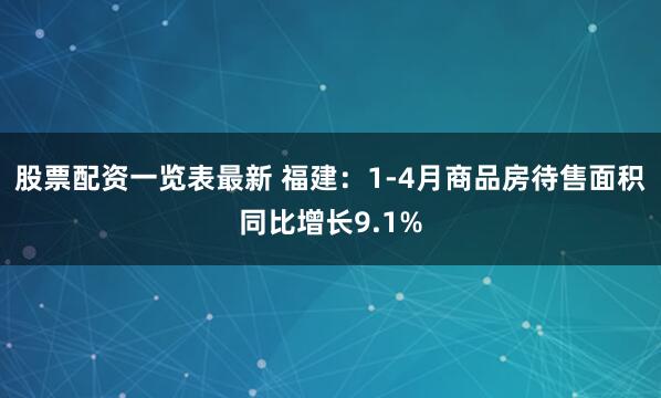 股票配资一览表最新 福建：1-4月商品房待售面积同比增长9.1%
