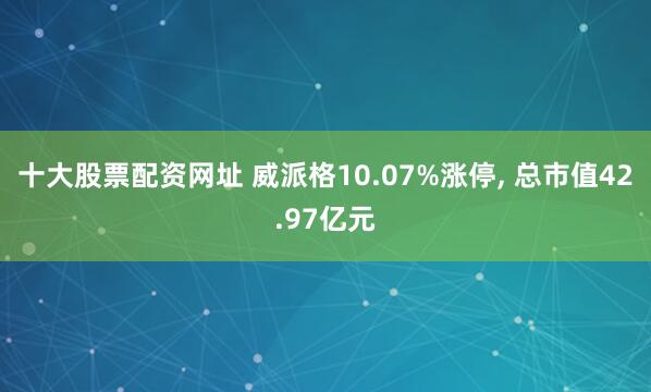 十大股票配资网址 威派格10.07%涨停, 总市值42.97亿元