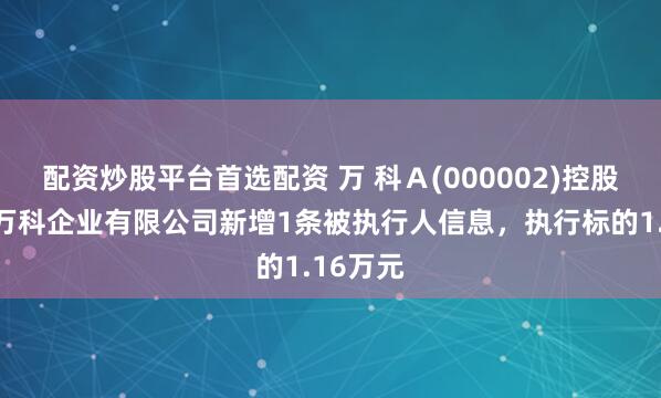 配资炒股平台首选配资 万 科Ａ(000002)控股的北京万科企业有限公司新增1条被执行人信息，执行标的1.16万元